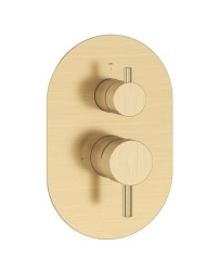 RAVAK - Espirit Baterie pod omítku, pro 2 spotřebiče, kartáčované zlato (X070612)