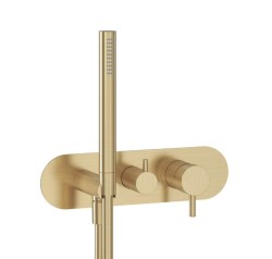 RAVAK - Espirit Baterie pod omítku, pro 2 spotřebiče, s příslušenstvím, kartáčované zlato (X070611)