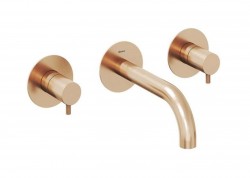 RAVAK - Espirit Umyvadlová baterie pod omítku, 3-otvorová instalace, s tělesem, kartáčované růžové zlato (X070350)