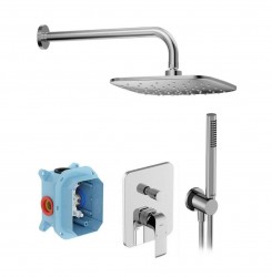 RAVAK - Flat Sprchový set s baterií pod omítku, s tělesem, 25x25 cm, chrom (X07S070)