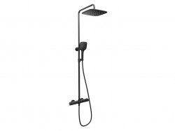 RAVAK - Flat Sprchový set s termostatem, 25x25 cm, 3 proudy, černá (X070443)