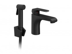 RAVAK - Flat Umyvadlová baterie s bidetovou sprškou, černá (X070439)
