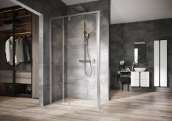 RAVAK - Nexty Pevná boční stěna 90 cm, satin/čiré sklo (90O70U00Z1)