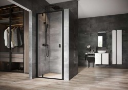 RAVAK - Nexty Sprchové dveře pivotové 90 cm, černá/čiré sklo (03O70300Z1)