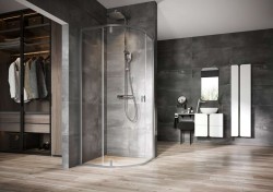 RAVAK - Nexty Sprchový kout čtvrtkruhový, 80x80 cm, satin/čiré sklo (3O644U00Z1)