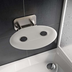 RAVAK - Ovo P II Sprchové sedátko Opal, 41x35 cm, nerez/průsvitně bílá (B8F0000049)