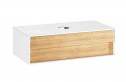 RAVAK - Step Umyvadlová skříňka SD, 100x54x31 cm, 1 zásuvka, lesklá bílá/dub (X000001417)