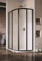 RAVAK - Supernova Čtvrtkruhový sprchový kout čtyřdílný SKCP4-80, 78-80 cm, černá/čiré sklo (3114O302Z1)