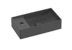 RAVAK - Veda 400 Umývátko 40x22 cm, bez přepadu, otvor pro baterii, antracit (XJX03240000)