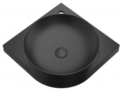 RAVAK - Yard Umyvadlo rohové 45x45 cm, bez přepadu, otvor pro baterii, matná černá (XJX0D245000)