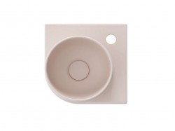 RAVAK - Yard Umývátko rohové 28x28 cm, bez přepadu, otvor pro baterii, Alabaster Pink (XJX0G228000)