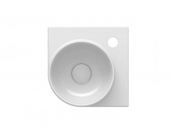 RAVAK - Yard Umývátko rohové 28x28 cm, bez přepadu, otvor pro baterii, bílá (XJX01228000)