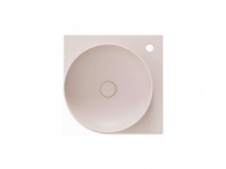 RAVAK - Yard Umývátko rohové, 45x45 cm, bez přepadu, otvor pro baterii, Alabaster Pink (XJX0G245000)