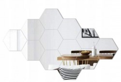 REA - Dekorativní zrcadlo Hexagon šestiúhelník sada 8 ks (HOM-06520)