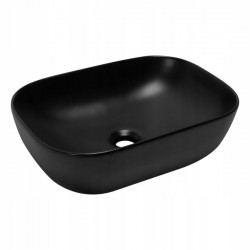 REA - HESTIA ČERNÉ MATNÉ OBDÉLNÍKOVÉ UMYVADLO NA DESKU 46 x 32,5 cm BASARO (BAS-U1012)