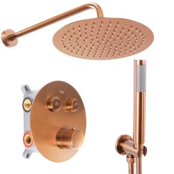 REA - Podomítková sprchová sada LUNGO broušená měď + termostat + BOX (REA-P8808)