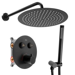 REA - Podomítková sprchová sada - matná černá + BOX, TERMOSTAT (REA-P8549)