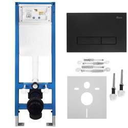 REA - Podomítkový Instalační Set Slim 024N pro WC s Tlačítkem HD Black (KPL-E1633)