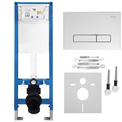 REA - Podomítkový Instalační Set Slim 024N pro WC s Tlačítkem HD Chrome (KPL-E1561)