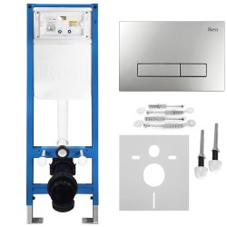 REA - Podomítkový Instalační Set Slim 024N pro WC s Tlačítkem HD Satin (KPL-E1635)