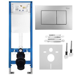 REA - Podomítkový Instalační Set Slim 024N pro WC s Tlačítkem J Satin (KPL-E1637)
