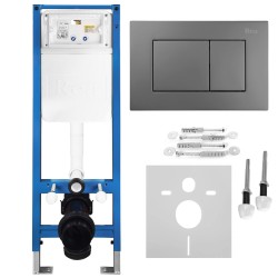 REA - Podomítkový Instalační Set Slim 024N pro WC s Tlačítkem J Titan (KPL-E1638)