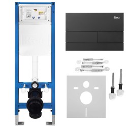 REA - Podomítkový Instalační Set Slim 024N pro WC s Tlačítkem T Black Matt (KPL-E1056)