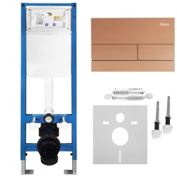 REA - Podomítkový Instalační Set Slim 024N pro WC s Tlačítkem T Brush Copper (KPL-E1053)