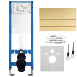 REA - Podomítkový Instalační Set Slim 024N pro WC s Tlačítkem T Brush Gold (KPL-E1055)