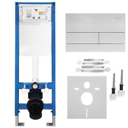 REA - Podomítkový Instalační Set Slim 024N pro WC s Tlačítkem T Brush Steel (KPL-E1057)
