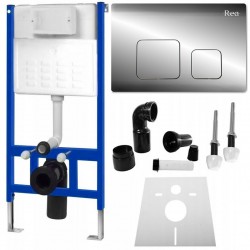 REA - Podomítkový modul pro WC závěsné mísy s tlačítkem F Chrome (KPL-90010)
