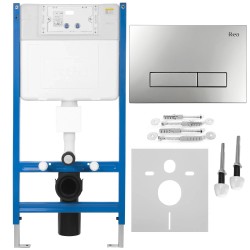 REA - Podomítkový WC systém K011A-Q + tlačítka I Brush Satin (KPL-E0635)