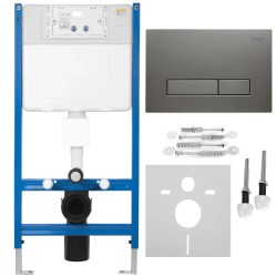 REA - Podomítkový WC systém K011A-Q + tlačítka I Brush Titan (KPL-E0634)