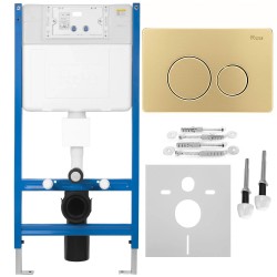 REA/S - Podomítkový WC systém K011A-Q + tlačítka I Brush Gold (KPL-E9563)