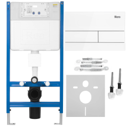 REA/S - Podomítkový WC systém K011A-Q + tlačítka T White Glass (KPL-E0052)