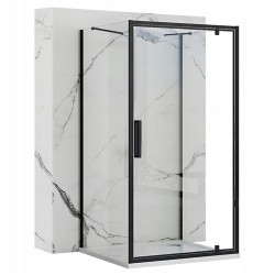 REA/S - Přístěnná sprchová kabina Rapid Swing Black Dveře: 100 x Sprchová zástěna: 80 (KPL-009955)