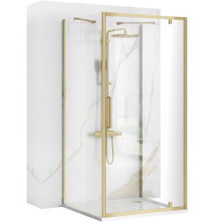 REA/S - Rohový sprchový kout RAPID SWING Brush Gold Dveře: 100 x Sprchová zástěna: 90 (KPL-02524)