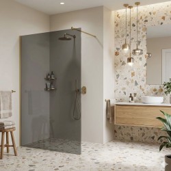 REA/S - Sprchová zástěna Flexi Grey / Brush Gold 90 (KPL-K99285)