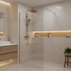 REA/S - Sprchová zástěna Flexi Transparent / Brush Copper 70 (KPL-K99368)