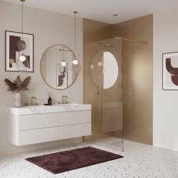 REA/S - Sprchová zástěna Flexi Transparent / Brush Gold 90 (KPL-K99266)