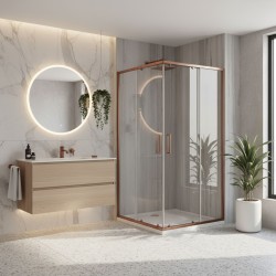 REA/S - Sprchový kout City 80x100 Brush Copper Se sprchovou vaničkou Savoy (KPL-K6981)