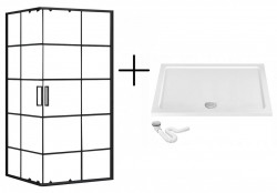 REA/S - Sprchový kout CONCEPT 80x100 - černý + bílá sprchová vanička Savoy (KPL-K1005)