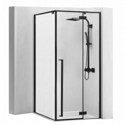 REA/S - Sprchový kout FARGO 90x90 - matný černý s bílou sprchovou vaničkou Savoy (KPL-K6318)