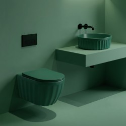 REA - Sada: Závěsná WC mísa + Umyvadlo na desku Duo Matcha Matt (KPL-K3002)