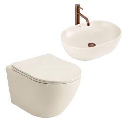 REA - Sada Závěsné WC Focus + Umyvadlo na Desku Focus Creme (KPL-C0363)