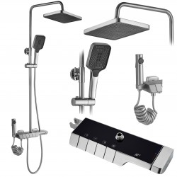 REA - Sprchový set s baterií 150mm Lungo termostat ROB kartáčovaná nikl (REA-P6624)