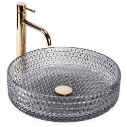 REA - Umyvadlo na desku Cristal Grey 39 nikl Ring (REA-U8880)