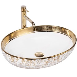 REA - Umyvadlo na desku Margot White/Gold (REA-U9650)