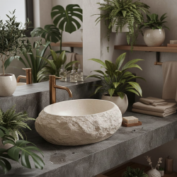 REA - Umyvadlo na desku Mika Warm Beige (REA-U7347)