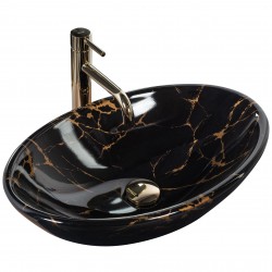 REA - Umyvadlo na desku Pamela Black Marble Shiny (REA-U5067)